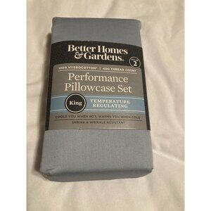 Better Homes & Gardens Performance Pillowcase Set Light Blue Size K, 400TC BNWT!